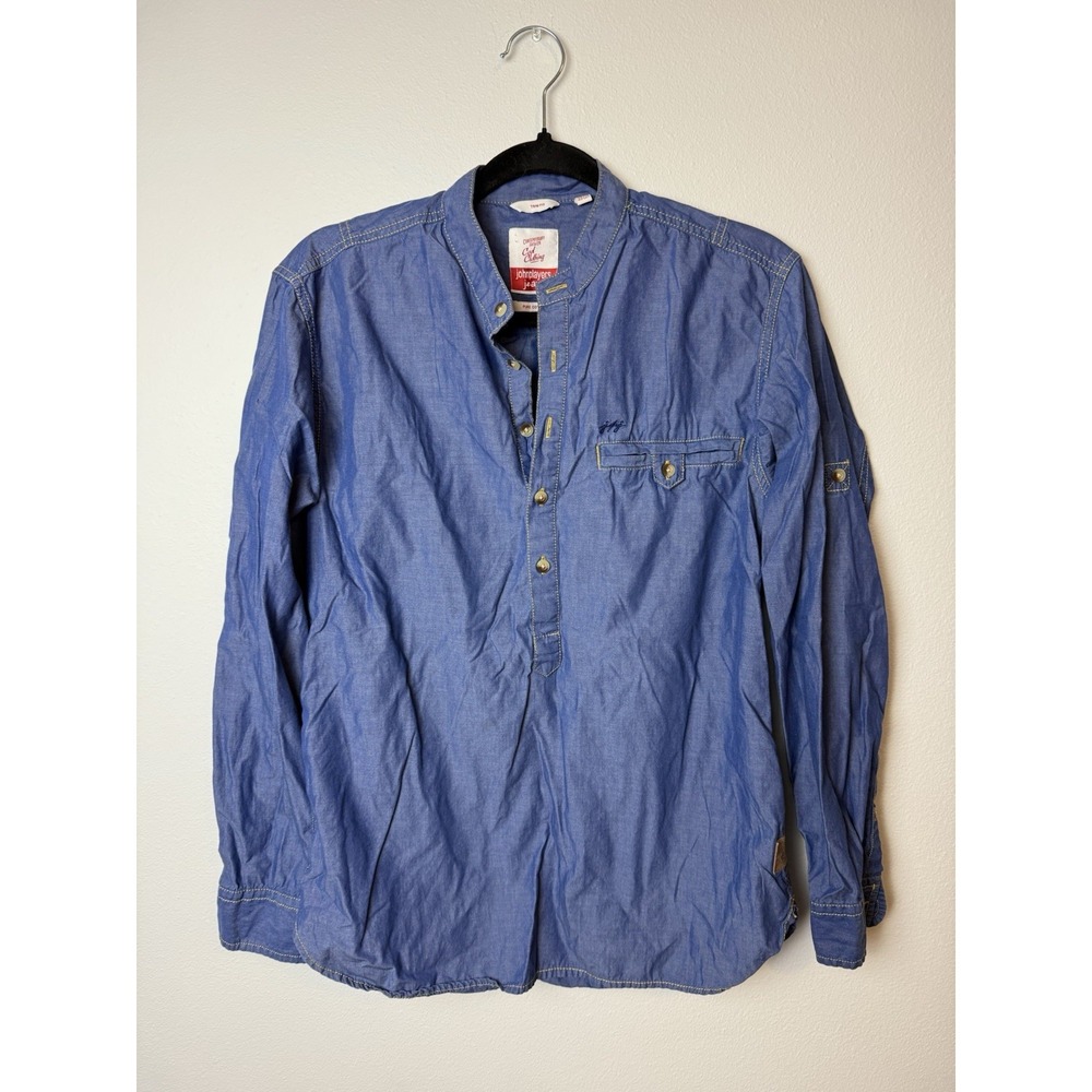 John Players Jeans Cod Clothing ‎ Denim Pure Cotton Trim Fit Button Up Sz 39cm